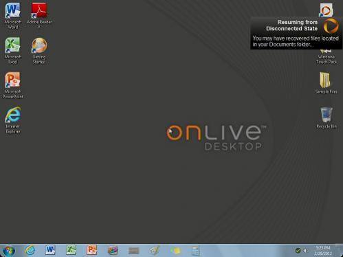 OnLive Desktop Windows desktop