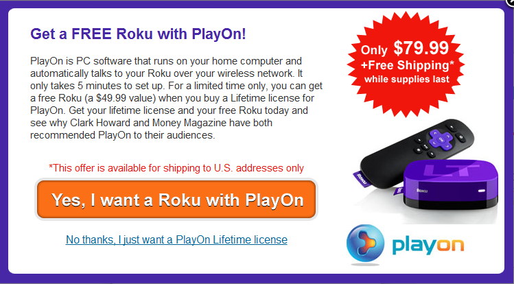 Free Roku with PlayOn