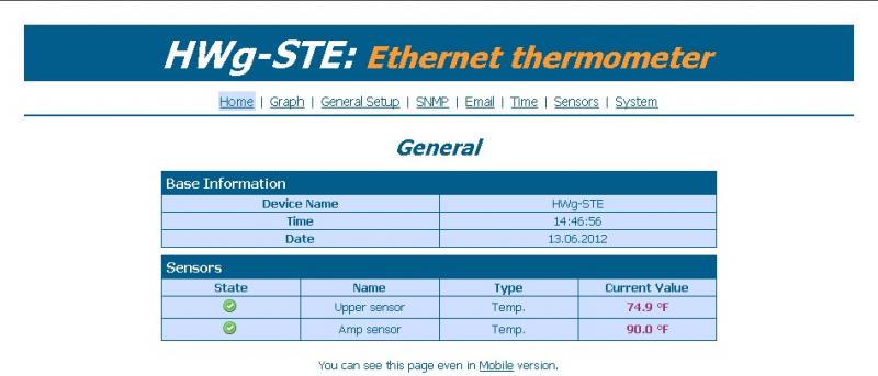 HWg-STE ethernet thermometer homepage